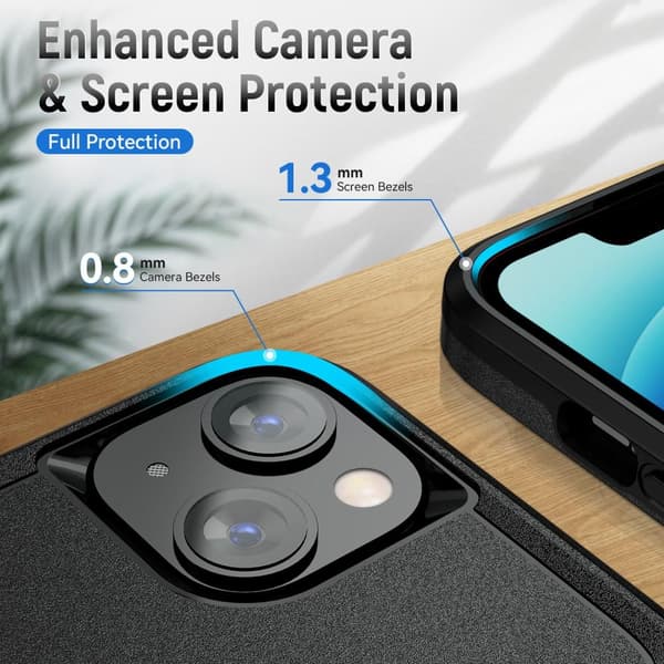 For iPhone 15 Plus PC+TPU støtsikker deksel mobilveske Black