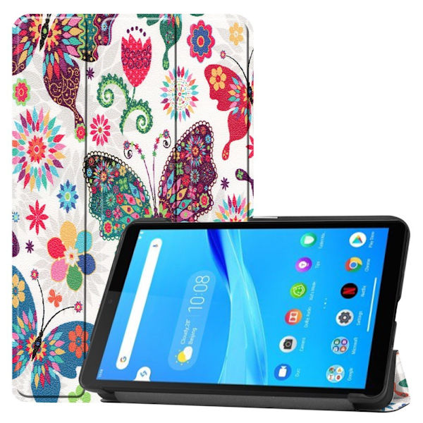 Tri-fold Fodral till Lenovo Tab M7 (1 Gen) - Butterflies Vit