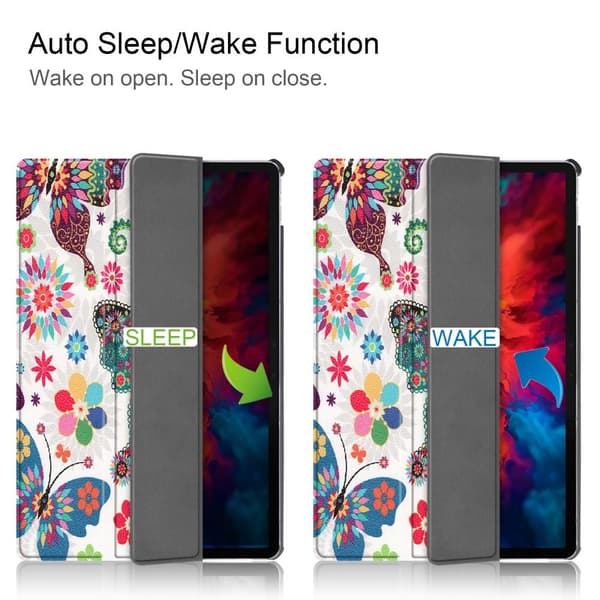 Trifoldet stativdæksel til Lenovo Tab P11 Pro TB - J706F - Butterfly Multicolor