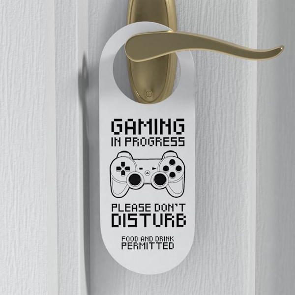 Gaming Gamer Please Do Not Disturb Sign Door Soveværelse Game Room White