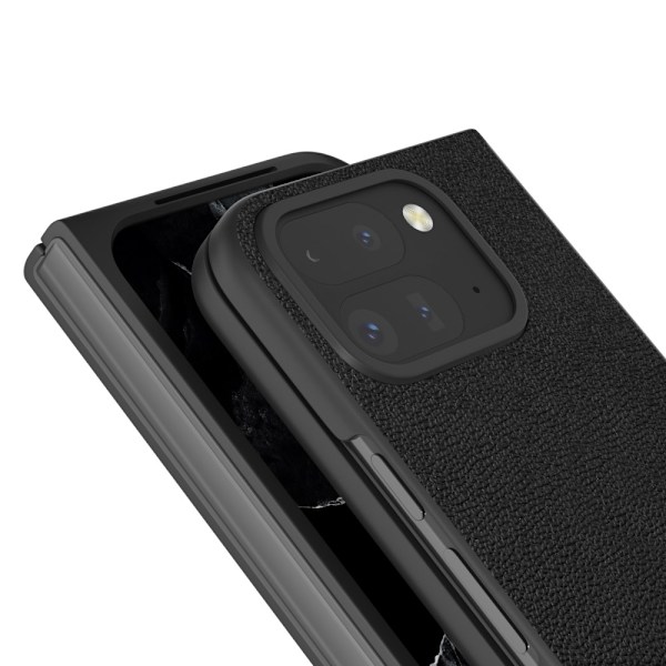 ABEEL Etui til Google Pixel 9 Pro Fold 5G - Ekte Ku-skinn + PC - Svart Black