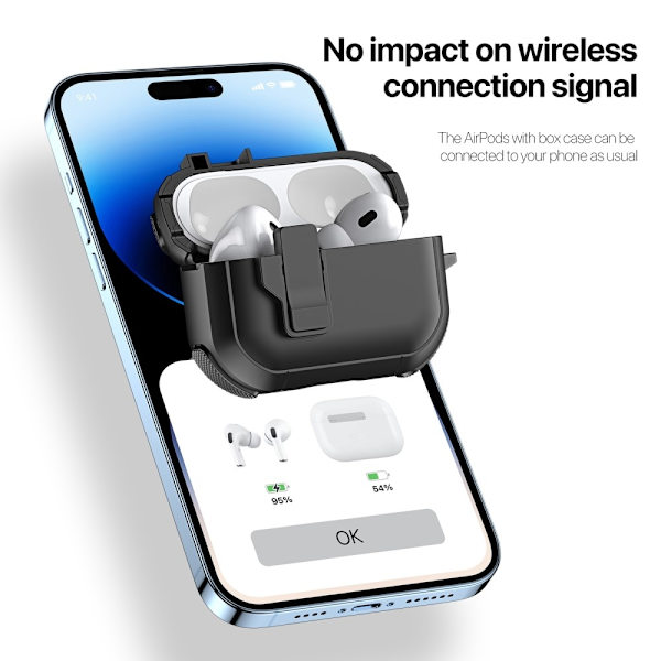 AirPods 4 -kotelolle DUX DUCIS PC+TPU Bluetooth-kotelo / kuori koukulla Black