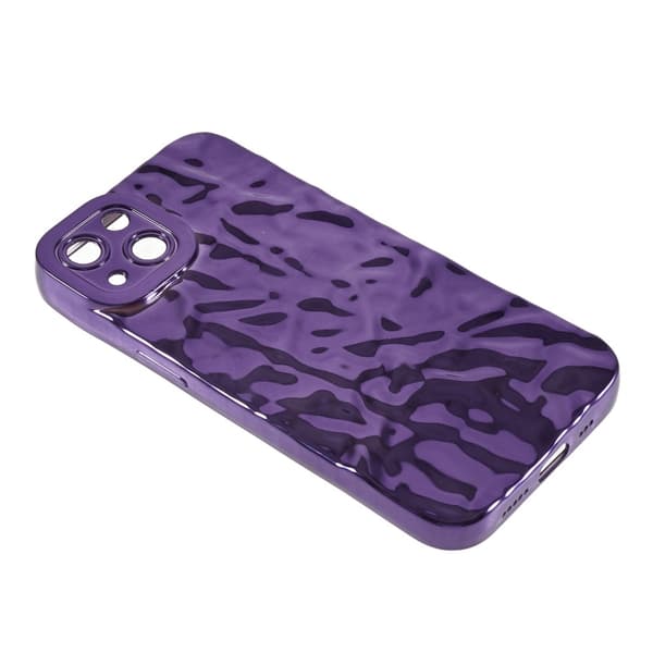 TPU-etui for iPhone 15 Plus med elektroplettering, rynket og ujevn overflate Purple