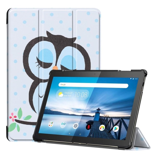 Kolminkertainen telinekotelo Lenovo Tab M10 TB-X605F/TB-X605L TB-X505F/TB-X505 nukkuva pöllö Blue
