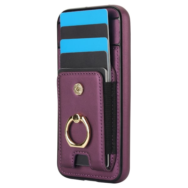 For Google Pixel 8a Kickstand Case Phone Cover with Card Slots Purple