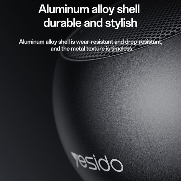 YESIDO Bærbar TWS Bluetooth-høyttaler Aluminiumslegering Mini Trådløs Lydenhet Black