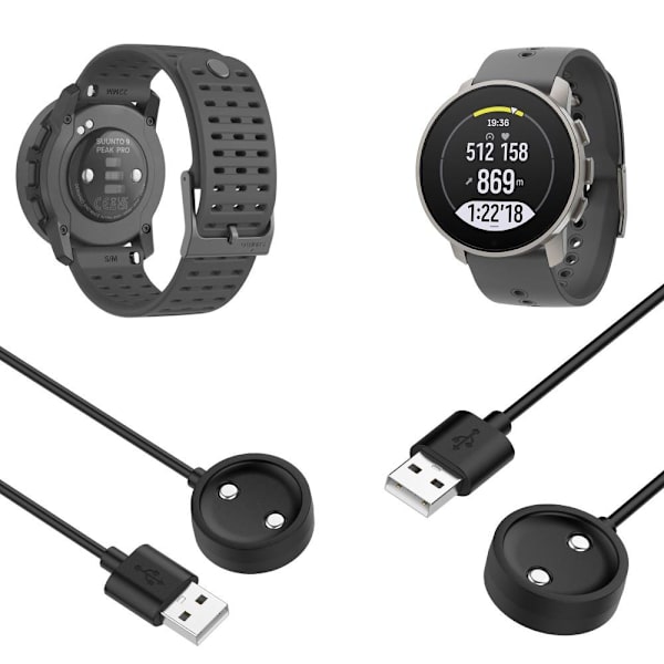 För SUUNTO 9 Peak Pro 1 meter laddare magnetisk laddningskabel Svart