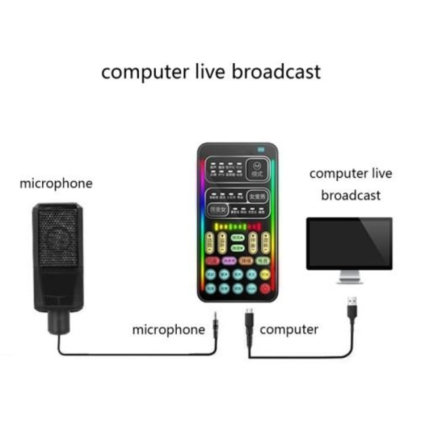 Voice Changer Lydkort Bluetooth Lydkort Live-Streaming Black