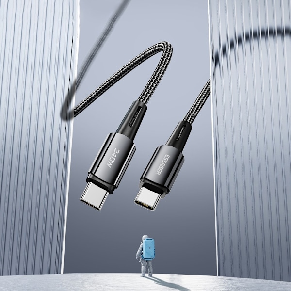 ESSAGER 2m USB-C til USB-C PD 240W Ladekabel Datakabel Hurtig opladning Black