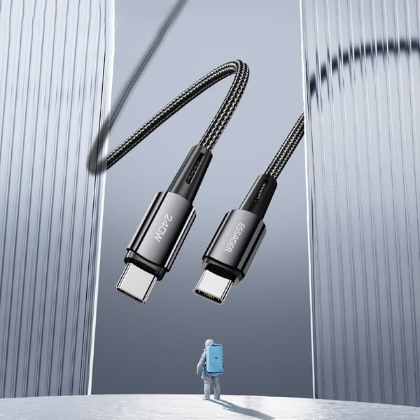ESSAGER 2m USB-C till USB-C PD 240W Laddningskabel Datakabel Snabbladdning Svart