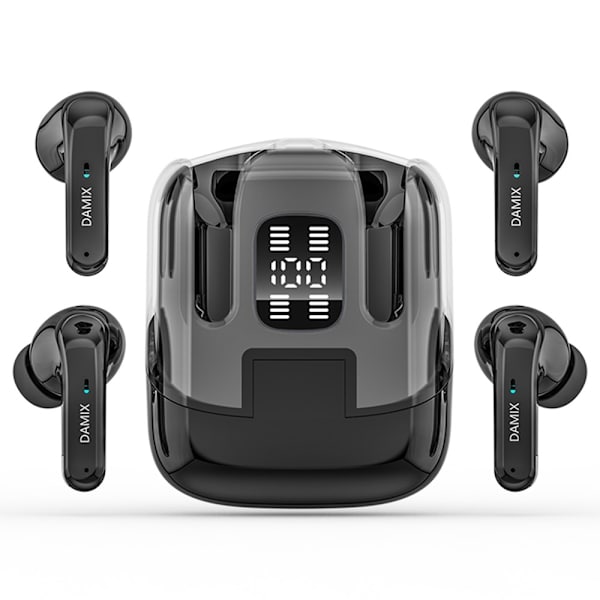 Bluetooth trådløse hovedtelefoner 4 stk! støjreducerende headset - Sort Black