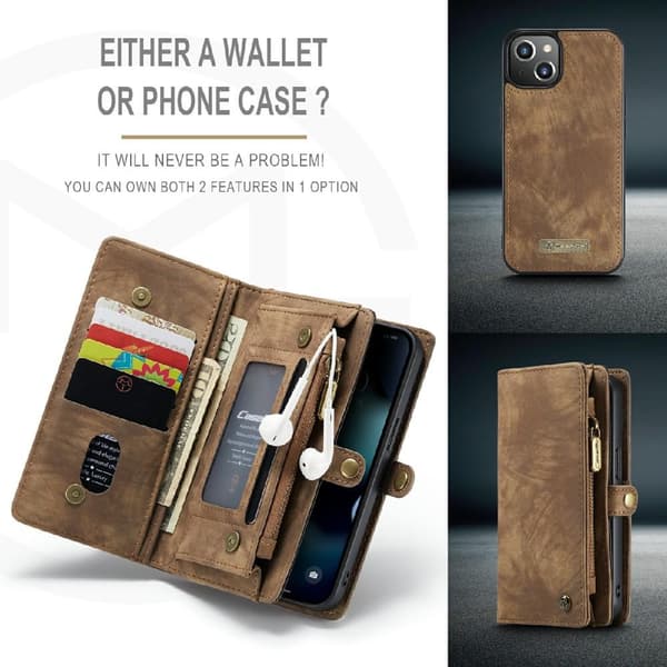CASEME iPhone 13 Retro Lommebok - deksel - Brun Brown