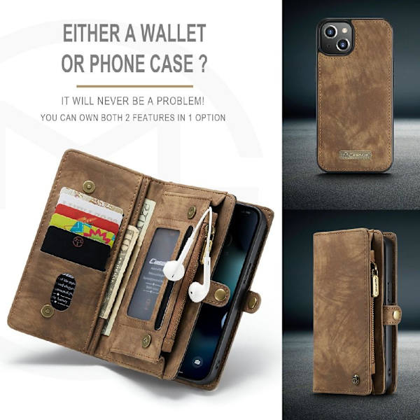 CASEME iPhone 13 Retro plånboksfodral - Brun Brun