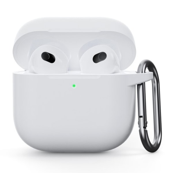 För AirPods 4 Silikonfodral Integrerat Bluetooth-hörlursskydd med krok - Vit Vit