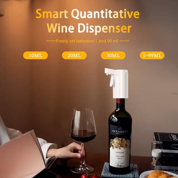 Smart vindispenser med touchskærm – elektrisk dispenser til rødvin og whisky – præcis dosering White