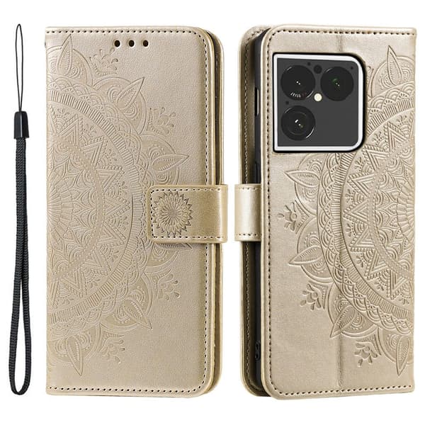 Plånboksfodral med Stativ och Handledsrem till Sony Xperia 1 VIII Gold