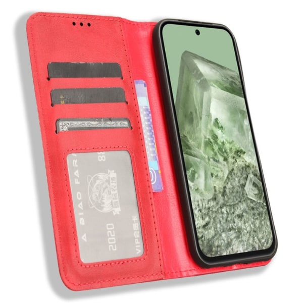 För Google Pixel 8a Plånboksfodral Exklusivt - Röd Röd
