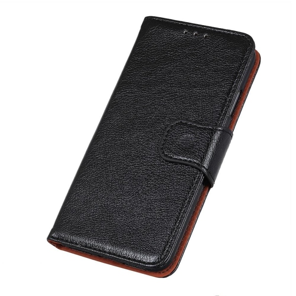 Nappa Texture Split Wallet Stativbetræk til Motorola Moto G100 - Sort Black