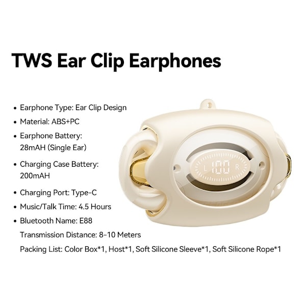 ESSAGER Bluetooth Headset Langattomat kuulokkeet Hienkestävät - beige Beige