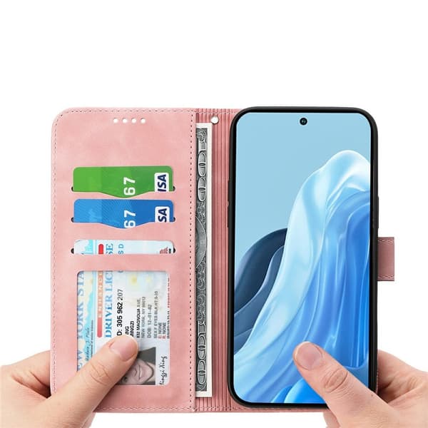 DIERFENG För Samsung Galaxy A57 5G Plånboksfodral med Stativ och Handledsrem Rosa