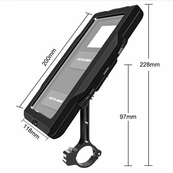 fully enclosed rainproof holder for mobile phone touch screen Black