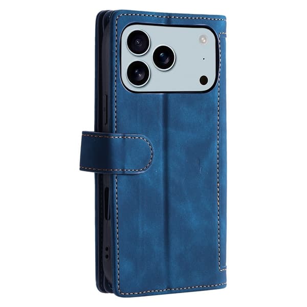Til iPhone 17 Pro Max Etui med Lynlåslomme og 9 Kortlommer Blue