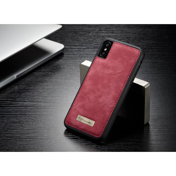 CASEME iPhone X/XS Retro Split Lommebok - cover I Lær - Rød Red