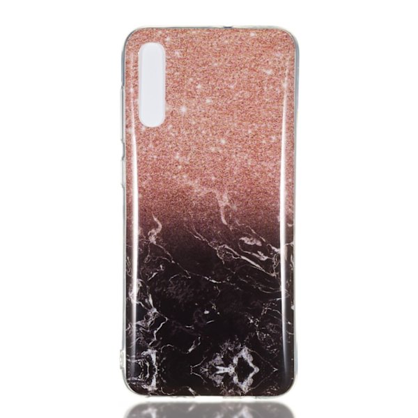 Marble Pattern IMD TPU Soft Back Suojakuori - Samsung Galaxy A70 - Style K Black