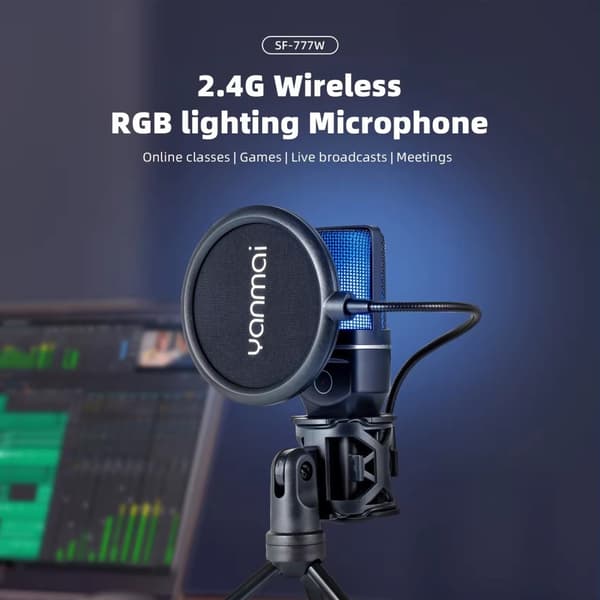 YANMAI Live Streaming Trådløst RGB - mikrofonspil online Black