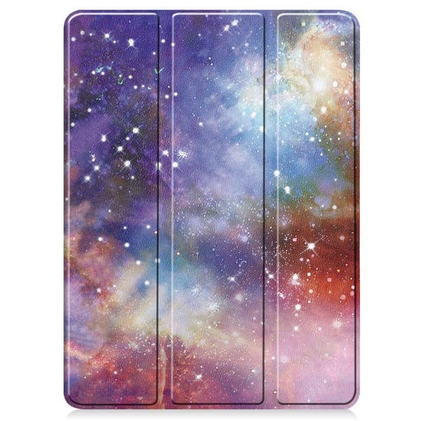 Til iPad Pro 11 (2024) Etui Tre - fold Stativ Tablet Cover med Pen Holder - Galaxy Multicolor