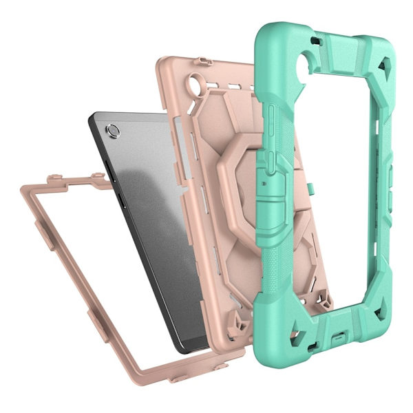Til Samsung Galaxy Tab A11 Etui PC+Silikone Tablet Cover Green + Pink Multicolor
