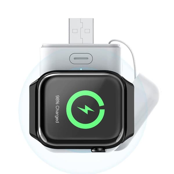 Qi trådløs strømbank til Apple Watch - serien 7/6/5/4/3/2/1 White