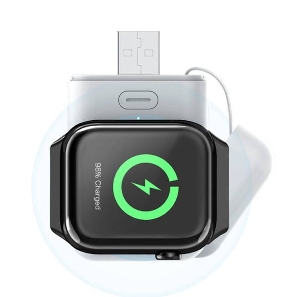 Trådløs oplader Powerbank til Apple Watch Serie 7/6/5/4/3/2/1 White