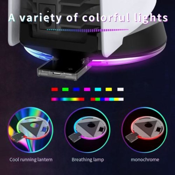 Playstation 5/PS5 RGB LED-rengasvalokonsolin jalustan koristetar Transparent