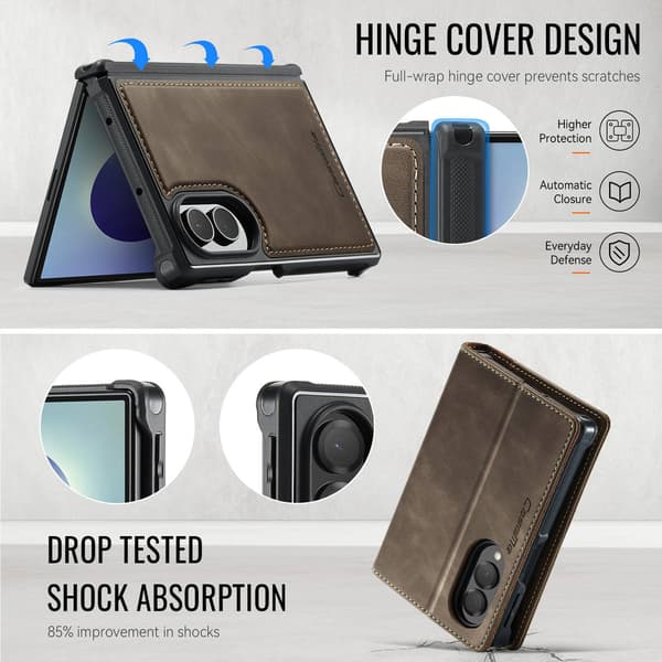 CASEME Magnetisk telefonlommebokdeksel til Samsung Galaxy Z Fold8 Brown