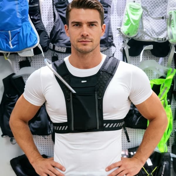 Refleksvest til løb, 3-liters væskesystem med lomme til touchskærm (til løb og cykling) Black