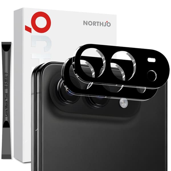 NORTHJO 2 stk. Kameralinsebeskytter til iPhone Duo Black