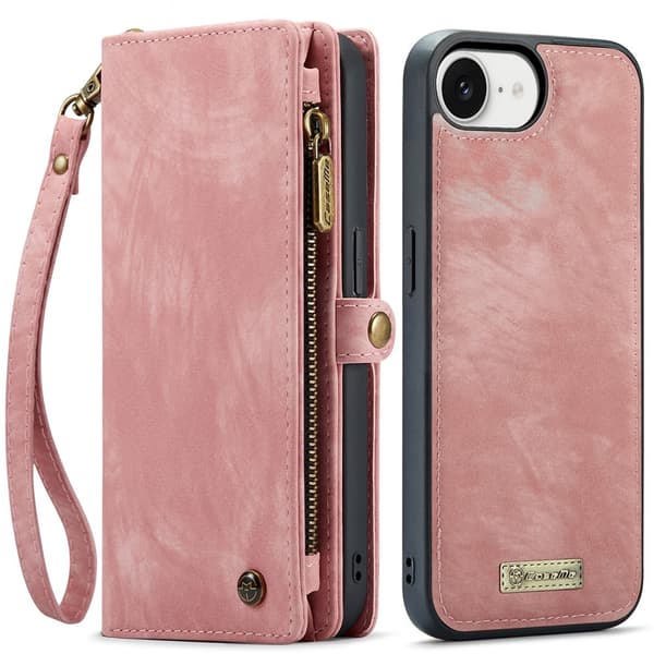 Til iPhone 17e og iPhone 16e Mobildeksel CASEME Avtakbar Lommebok med Stropp Pink