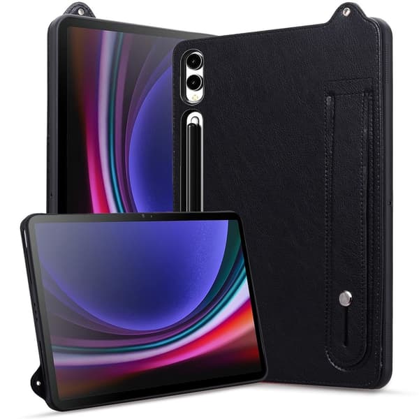 Til Samsung Galaxy Tab S11 Ultra Etui med Håndrem og Stativ - Sort Black