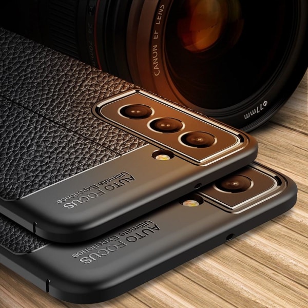 Samsung Galaxy S22 TPU skal Litchi Texture - Svart Svart