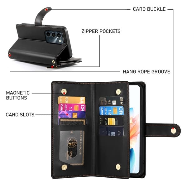 Telefonplånboksfodral för Realme C100 5G / C83 5G Svart