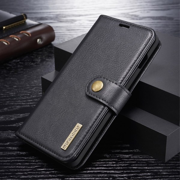DG.MING Samsung Galaxy S10+ Split Läder Plånboksfodral - Svart Black