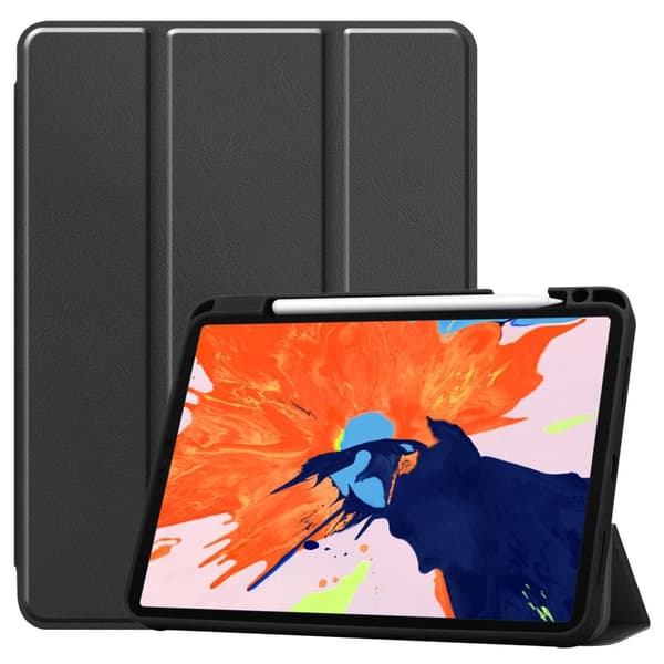 Til iPad 12.9" 2020/2018 Tri - fold Stand Smart Tablet Taske Cover - Sort Black