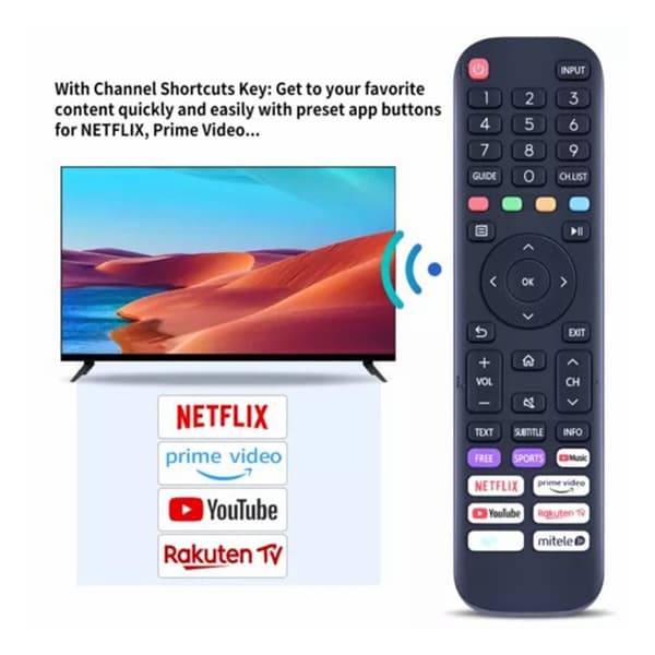 Fjernkontrollerstatning for EN2AK30H For Hisense Smart Tv Black