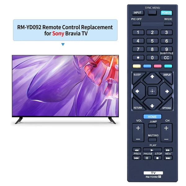 Fjärrkontroll Ersättning för RM-YD092 För Sony TV Svart