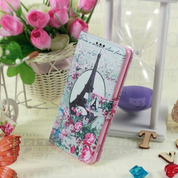 Sony Xperia Z3 Eiffel Tornet & Blommor Plånboksfodral multifärg