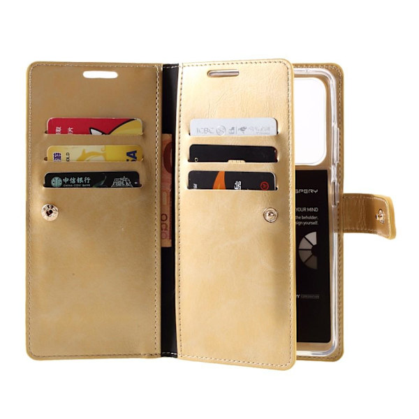 MERCURY GOOSPERY Mansoor Wallet Diary PU-nahkakotelo Samsung Galaxy S21 Ultra Gold