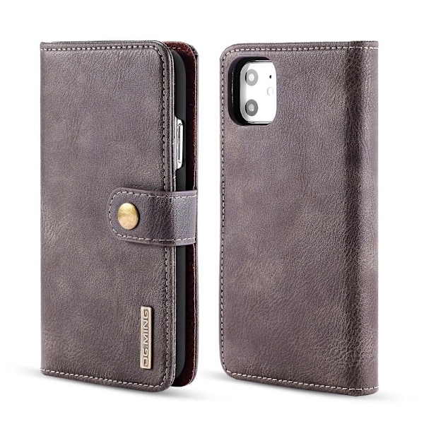 DG.MING iPhone 11 Split Läder Plånboksfodral - Coffee Brun