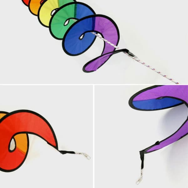 1,6 m Pride Regnbåge spiral vindspinnare tält flagga dekor Svart