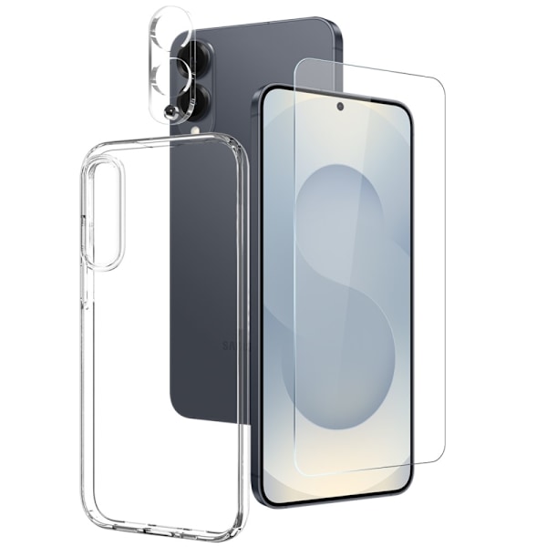 NORTHJO Samsung Galaxy S25 Edge TPU-suojakuori + Karkaistu lasikalvo + Kameran linssinsuoja Transparent